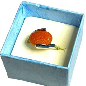New Handmade Sterling Silver Carnelian Agate Chalcedony Healing Gemstone Ring